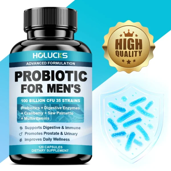 Probiotics Capsules for Men, Nutritional Absorption, Digestion, Immune Support, Prostate & Urinary Health, Reduce Bloating